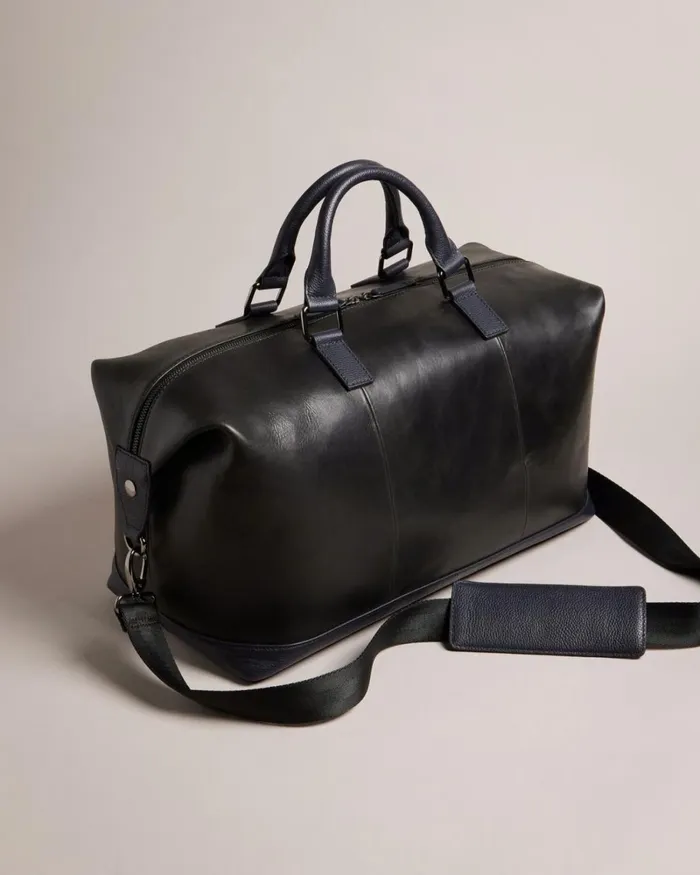 Leather Holdall With Webbing Strap Black Men Ted Baker Duffel Bags Leather Holdall With Webbing Strap Black Men Ted Baker Duffel Bags