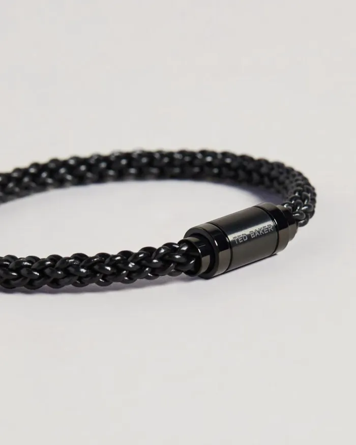 Leather Woven Bracelet Black Men Ted Baker Watches and Jewelry