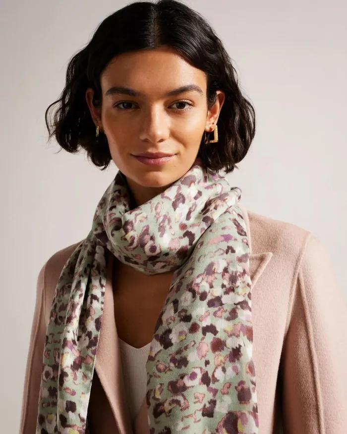 Lightweight Painted Camo Scarf Green Women Ted Baker Scarves Lightweight Painted Camo Scarf Green Women Ted Baker Scarves