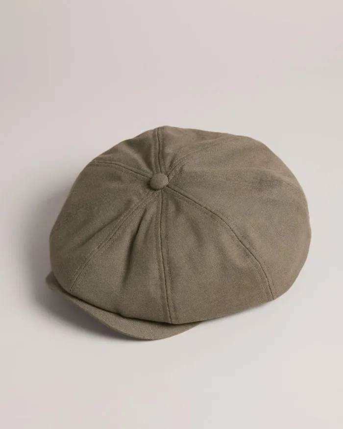 Linen Blend Baker Boy Hat Olive Men Ted Baker Hats and Caps