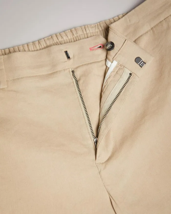 Linen Blend Elasticated Trousers Stone Men Ted Baker Clothing Linen Blend Elasticated Trousers Stone Men Ted Baker Clothing