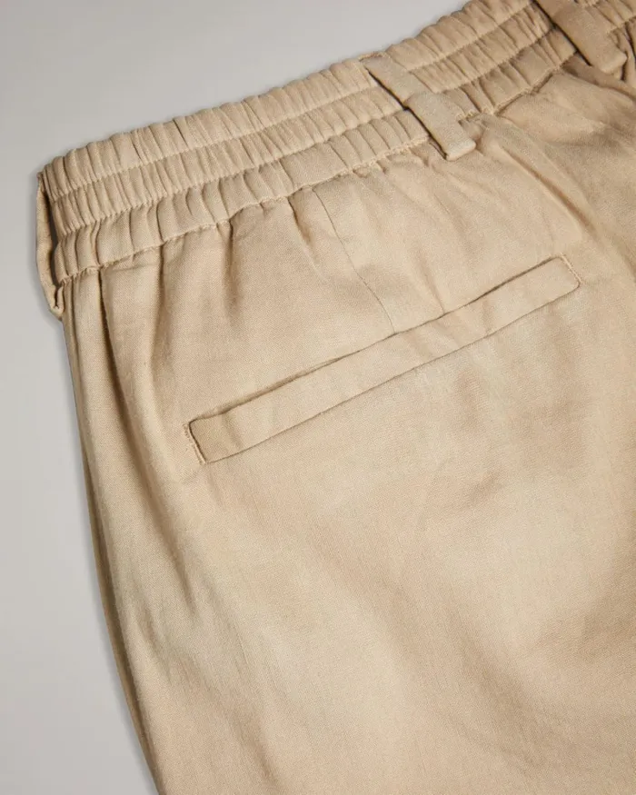Linen Blend Elasticated Trousers Stone Men Ted Baker Clothing Linen Blend Elasticated Trousers Stone Men Ted Baker Clothing