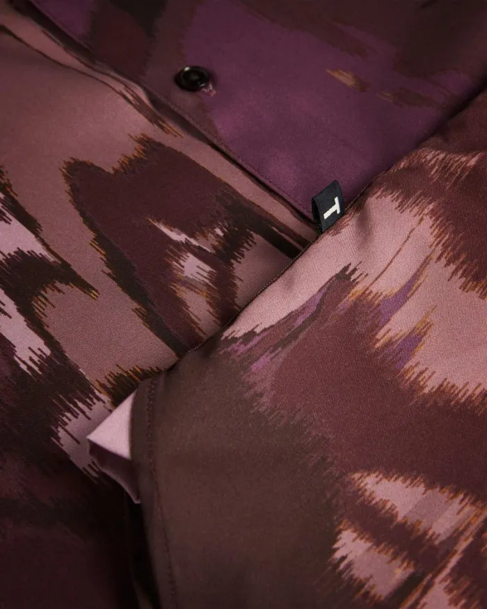 Long Sleeve Abstract Butterfly Print Shirt Maroon Men Ted Baker Clothing