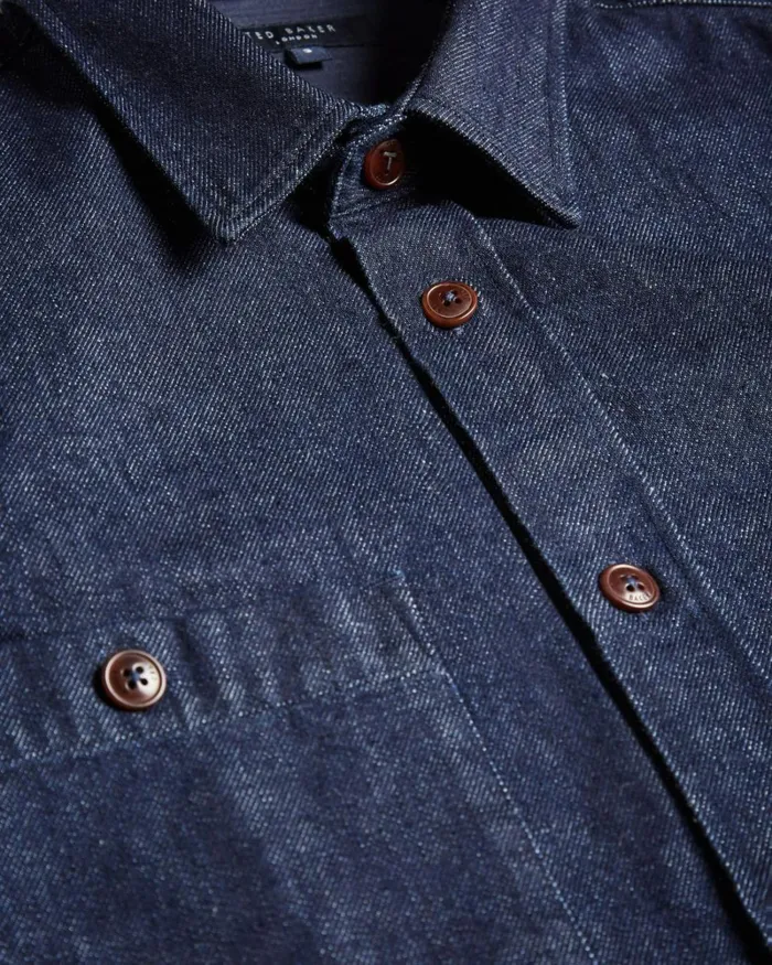 Long Sleeve Denim Overshirt Dark Blue Men Ted Baker Clothing