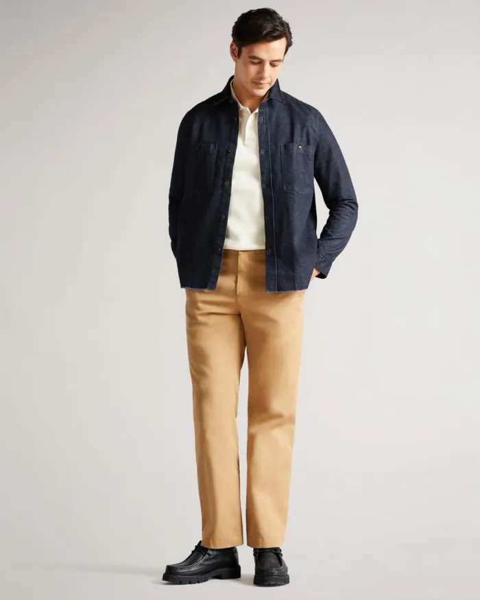 Long Sleeve Denim Overshirt Dark Blue Men Ted Baker Clothing