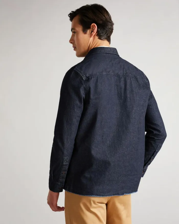 Long Sleeve Denim Overshirt Dark Blue Men Ted Baker Clothing