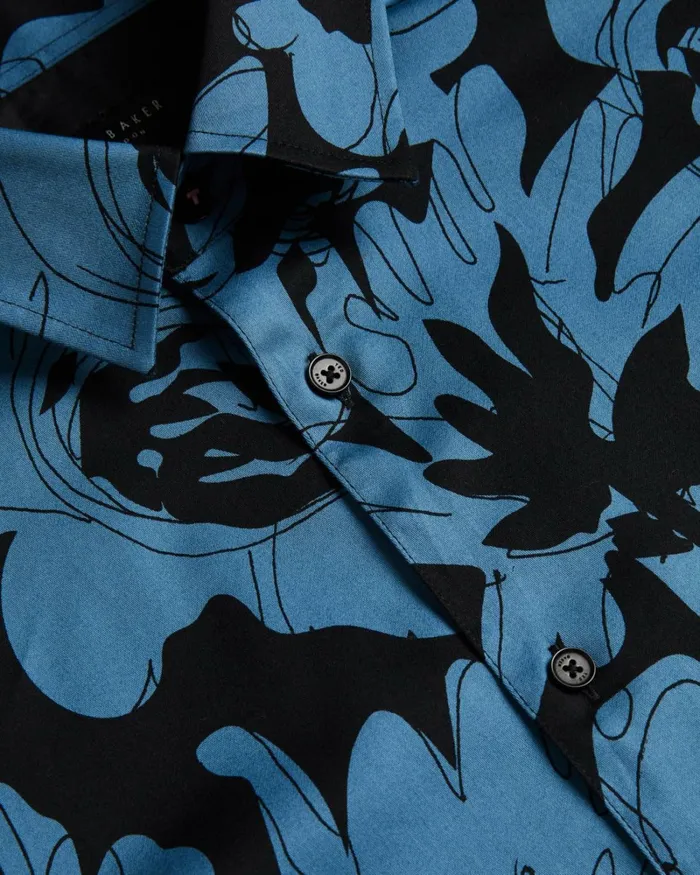 Long Sleeve Floral Print Shirt Medium Blue Men Ted Baker Clothing Long Sleeve Floral Print Shirt Medium Blue Men Ted Baker Clothing