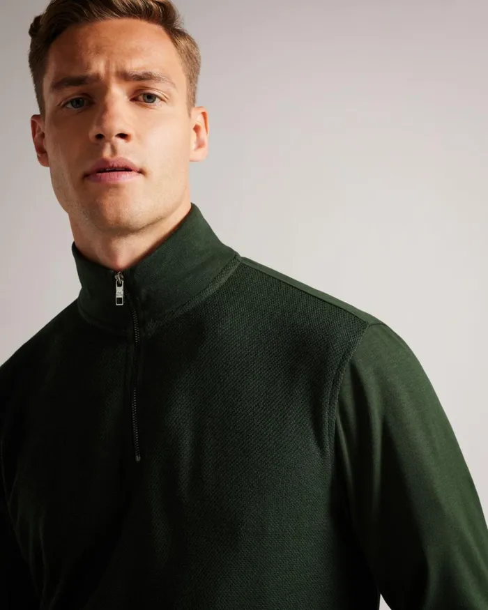 Long Sleeve Funnel Neck Jumper Khaki Men Ted Baker Clothing Long Sleeve Funnel Neck Jumper Khaki Men Ted Baker Clothing