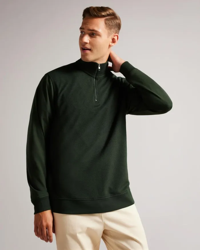 Long Sleeve Funnel Neck Jumper Khaki Men Ted Baker Clothing Long Sleeve Funnel Neck Jumper Khaki Men Ted Baker Clothing