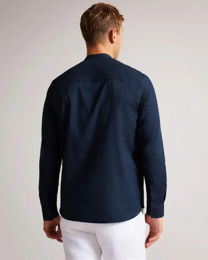 Long Sleeve Grandad Shirt Navy Men Ted Baker Clothing