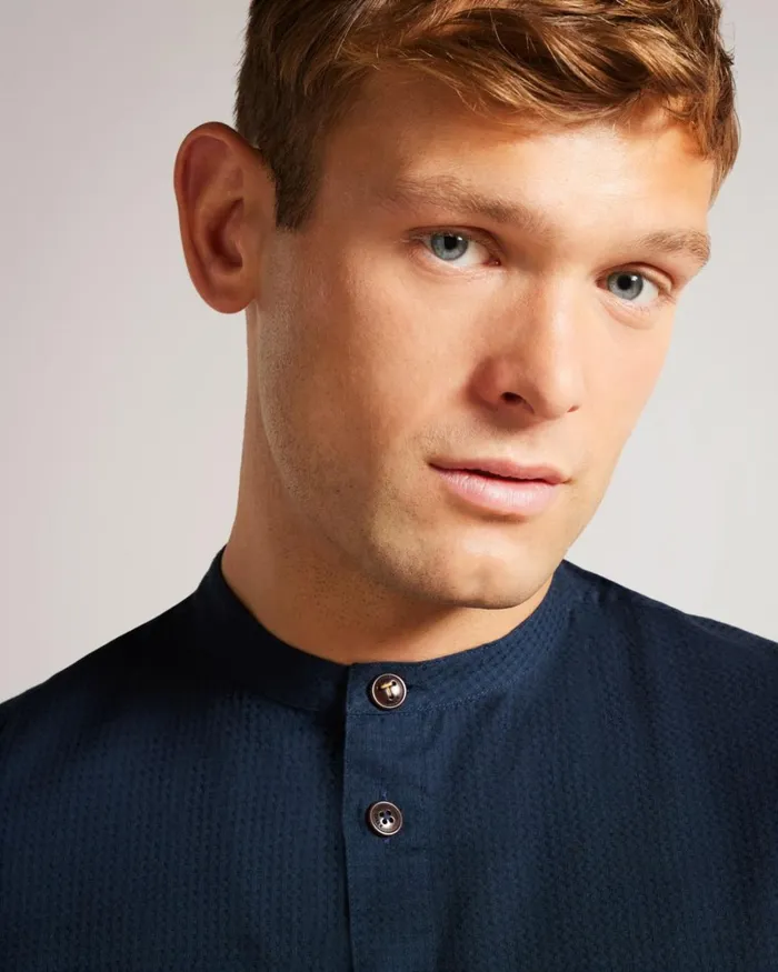 Long Sleeve Grandad Shirt Navy Men Ted Baker Clothing