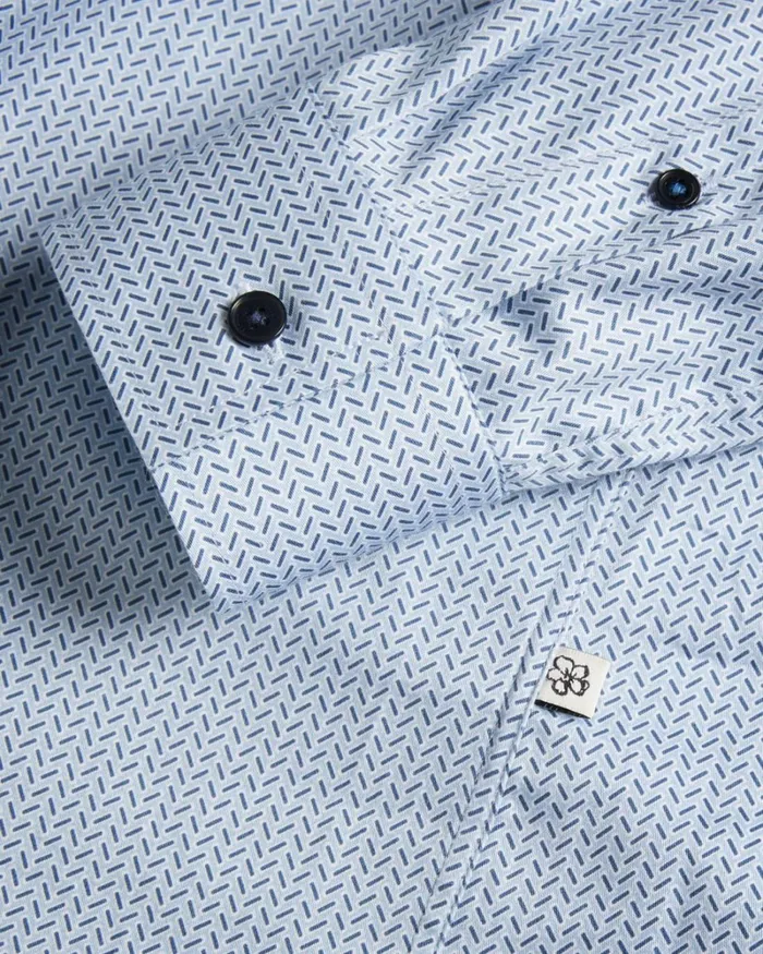 Long Sleeve Herringbone Geo Shirt Pale Blue Men Ted Baker Clothing Long Sleeve Herringbone Geo Shirt Pale Blue Men Ted Baker Clothing