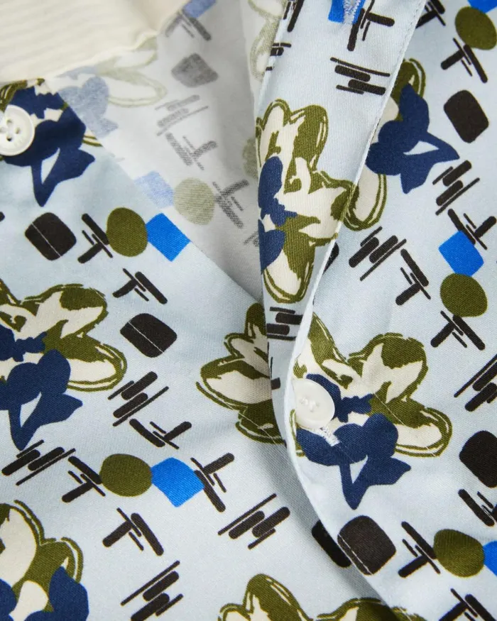 Long Sleeve Magnolia Print Shirt Pale Blue Men Ted Baker Clothing Long Sleeve Magnolia Print Shirt Pale Blue Men Ted Baker Clothing