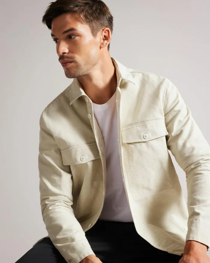 Long Sleeve Over Shirt Stone Men Ted Baker Shirts Long Sleeve Over Shirt Stone Men Ted Baker Shirts