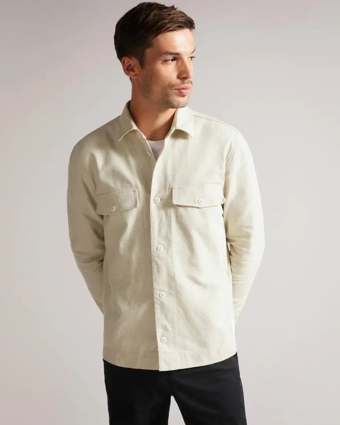 Long Sleeve Over Shirt Stone Men Ted Baker Shirts Long Sleeve Over Shirt Stone Men Ted Baker Shirts