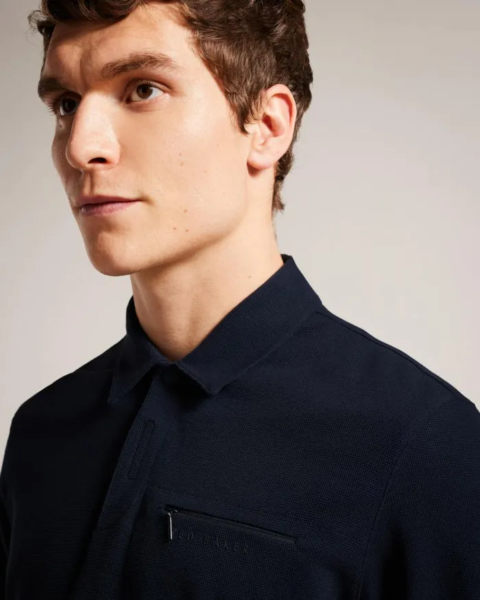 Long Sleeve Regular Fit Polo Shirt Navy Men Ted Baker Clothing