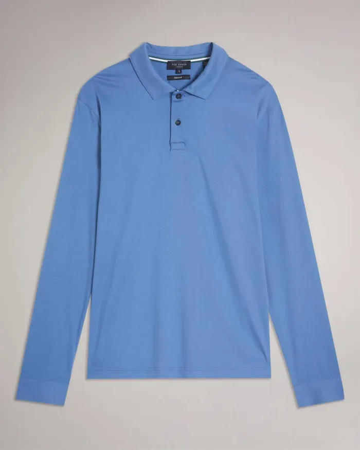 Long Sleeve Slim Fit Polo Shirt DkBlue Men Ted Baker Clothing
