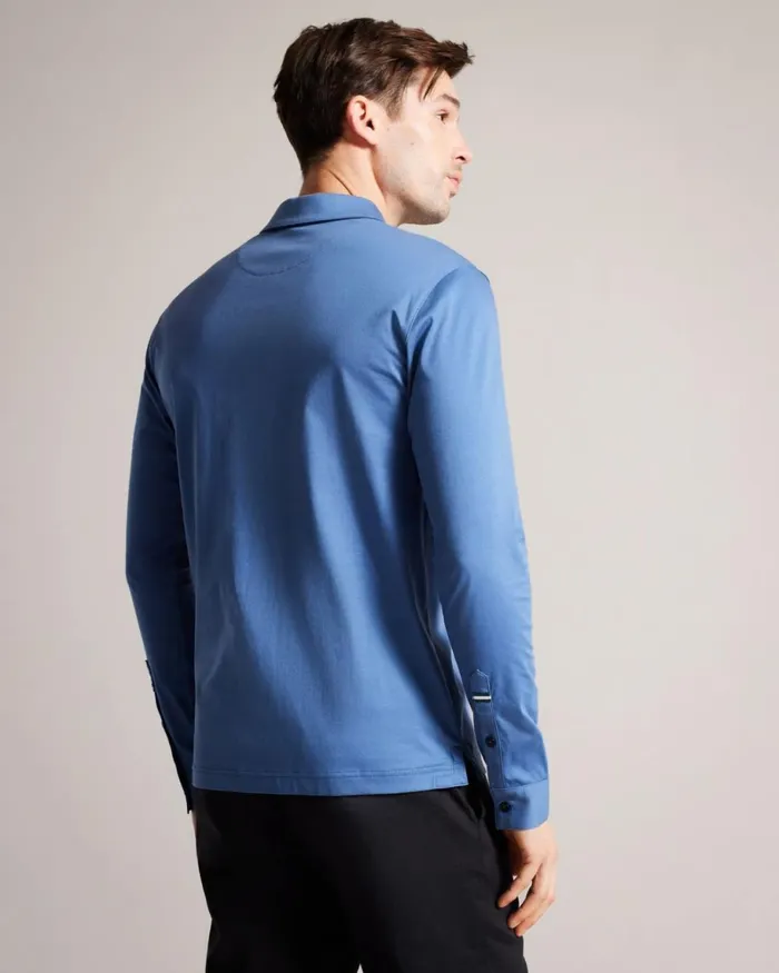 Long Sleeve Slim Fit Polo Shirt DkBlue Men Ted Baker Clothing Long Sleeve Slim Fit Polo Shirt DkBlue Men Ted Baker Clothing