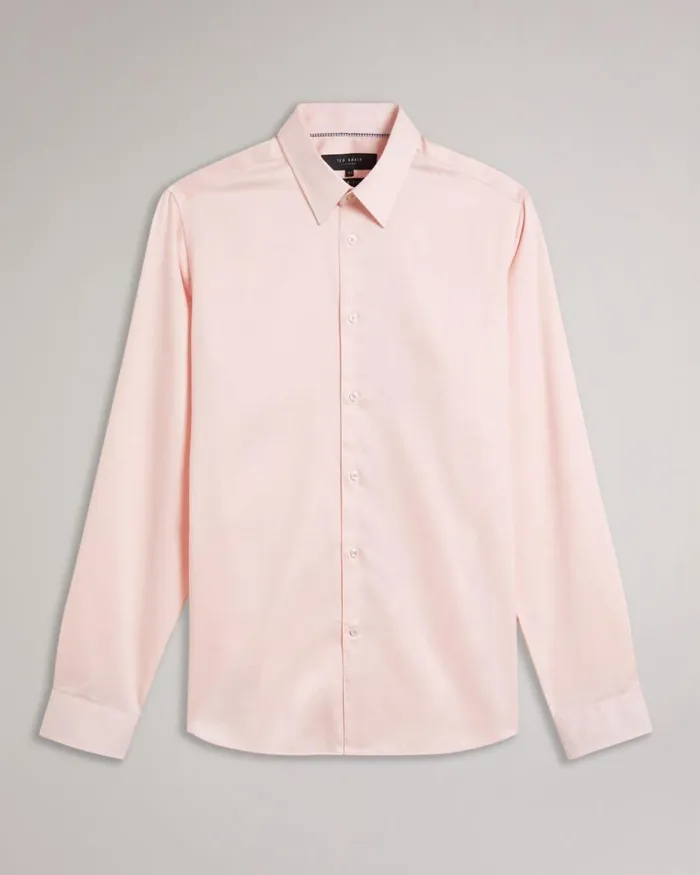 Long Sleeve Slim Fit Shirt Pale Pink Men Ted Baker Clothing
