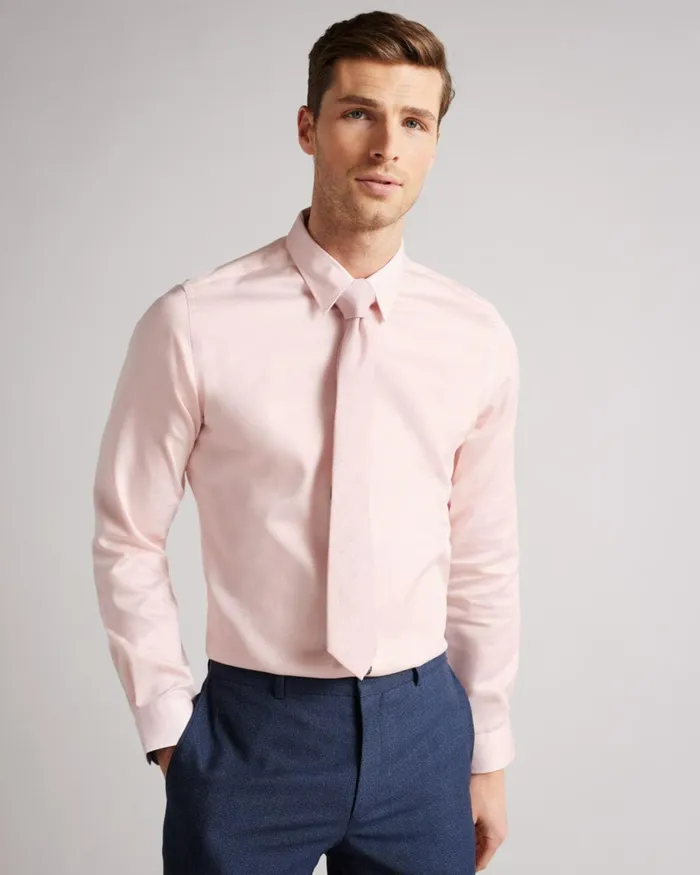 Long Sleeve Slim Fit Shirt Pale Pink Men Ted Baker Clothing Long Sleeve Slim Fit Shirt Pale Pink Men Ted Baker Clothing