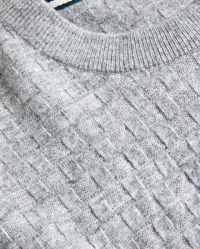 Long Sleeve Textured Crew Neck Gray Marl Men Ted Baker Clothing