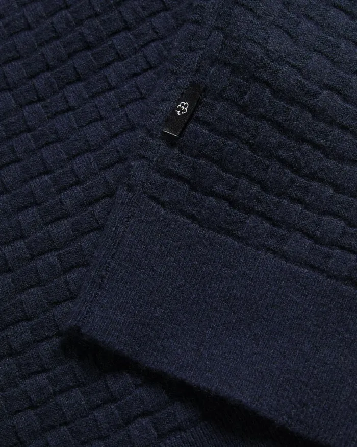 Long Sleeve Textured Crew Neck Navy Men Ted Baker Clothing