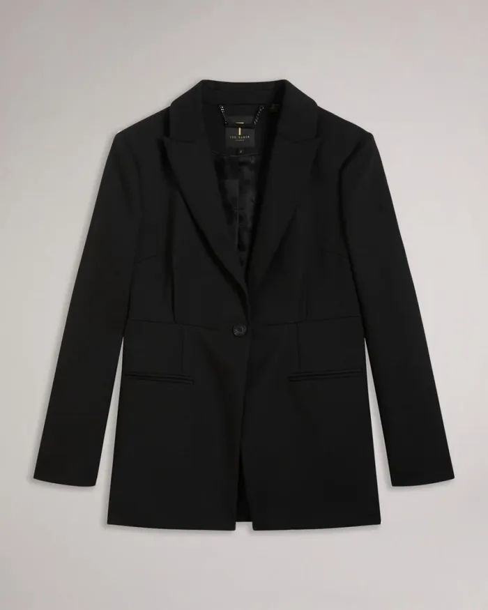 Longline Single Breasted Blazer Black Women Ted Baker Clothing