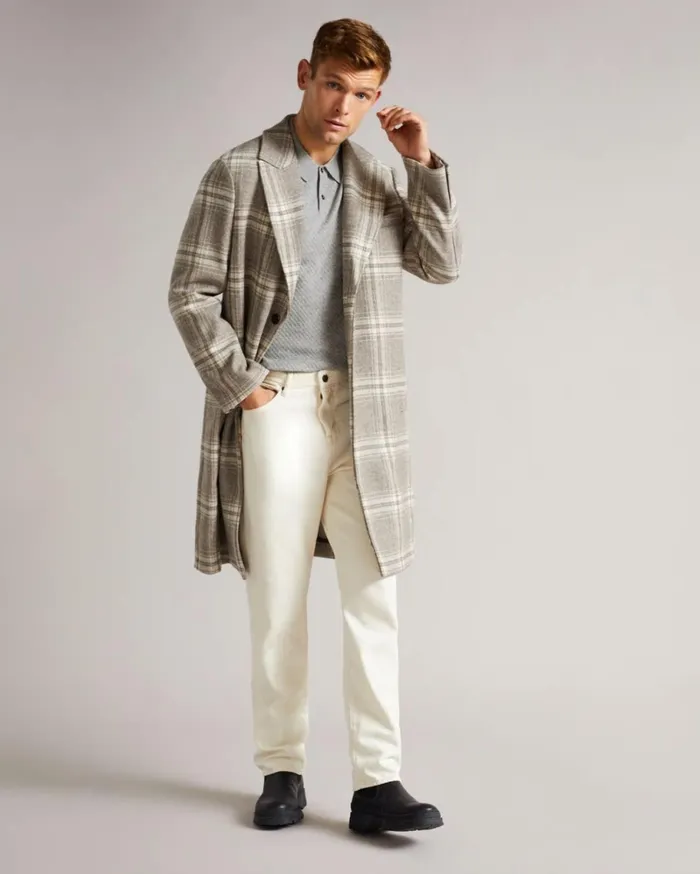 LS Knitted Textured Polo Gray Marl Men Ted Baker Tops LS Knitted Textured Polo Gray Marl Men Ted Baker Tops