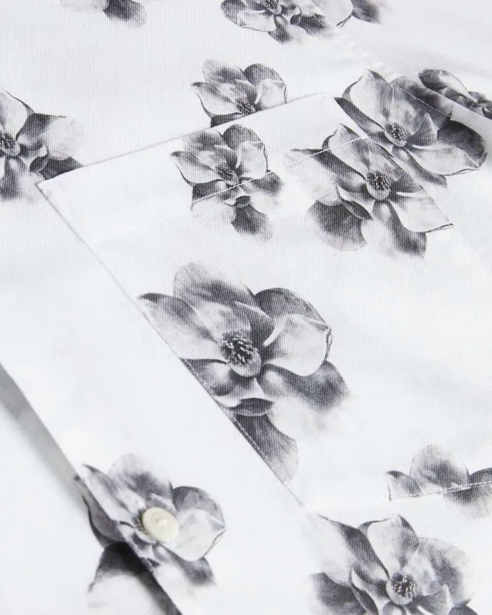 LS Photographic Magnolia Print Shirt White Men Ted Baker Clothing LS Photographic Magnolia Print Shirt White Men Ted Baker Clothing