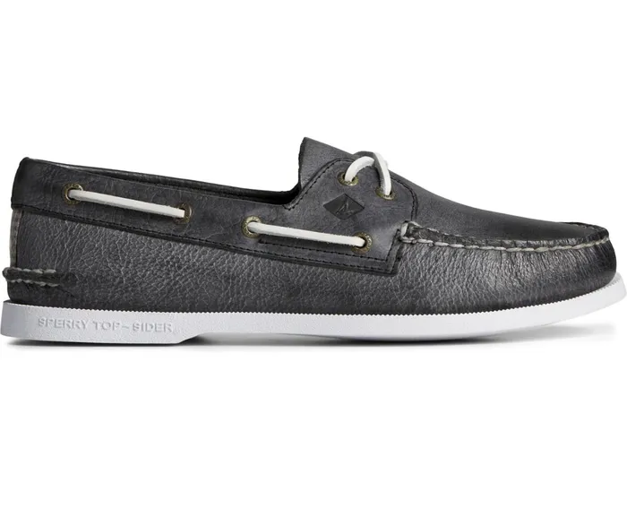 Men Authentic Original Whitewashed Boat Shoe Black Sperry Boat Shoes
