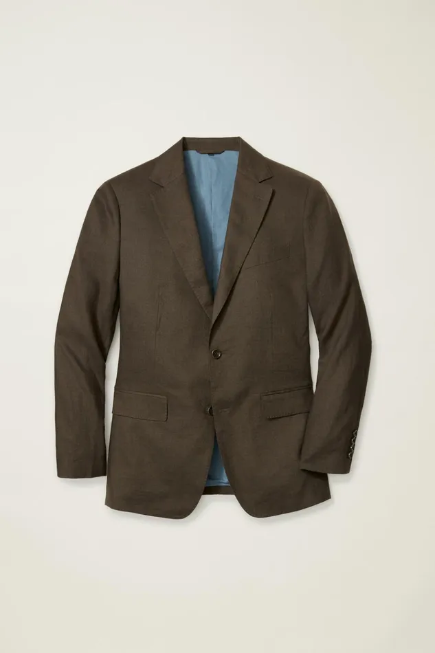 Men Blazers and Sport Coats Bonobos Jetsetter Italian Linen Blazer Dark Brown