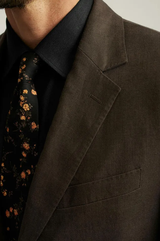 Men Blazers and Sport Coats Bonobos Jetsetter Italian Linen Blazer Dark Brown