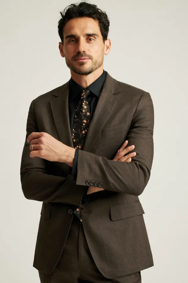 Men Blazers and Sport Coats Bonobos Jetsetter Italian Linen Blazer Dark Brown