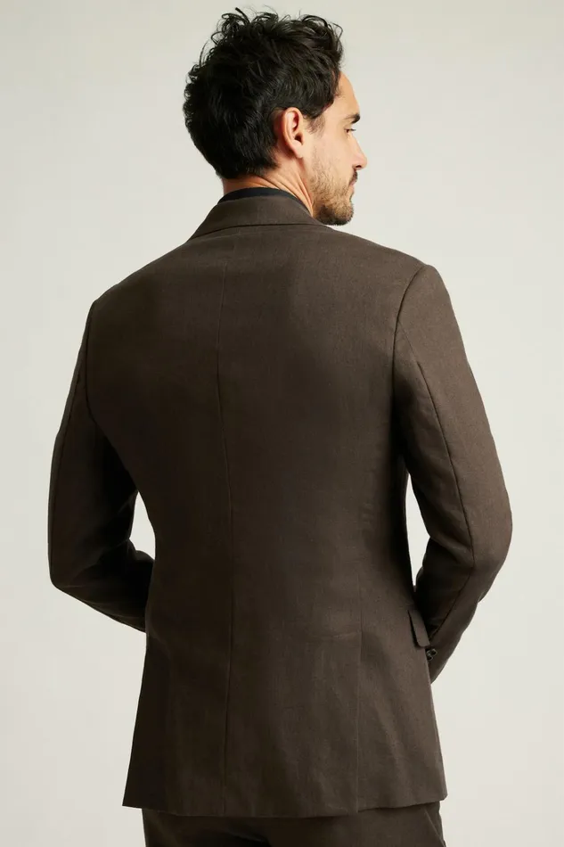 Men Blazers and Sport Coats Bonobos Jetsetter Italian Linen Blazer Dark Brown