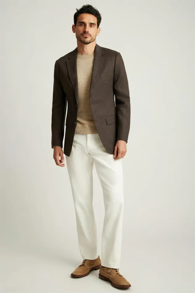 Men Blazers and Sport Coats Bonobos Jetsetter Italian Linen Blazer Dark Brown