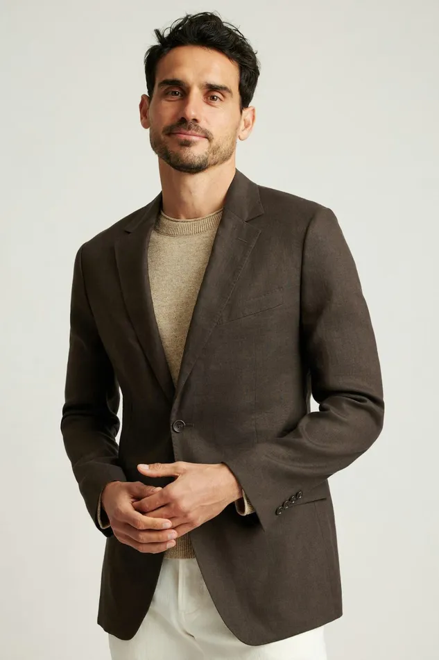 Men Blazers and Sport Coats Bonobos Jetsetter Italian Linen Blazer Dark Brown