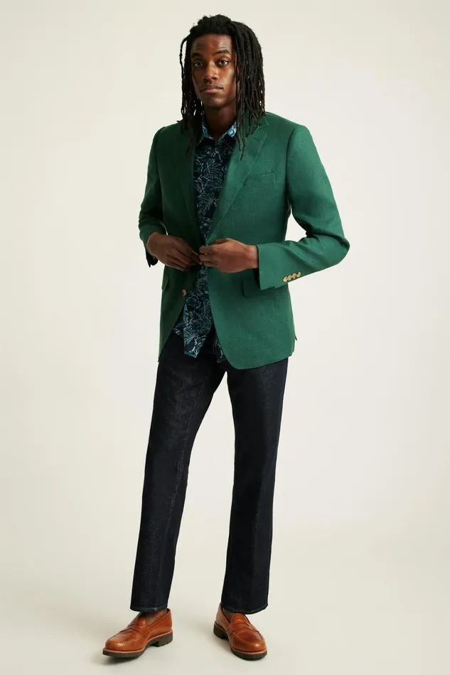 Men Blazers and Sport Coats Bonobos Jetsetter Italian Linen Blazer Mineral Green