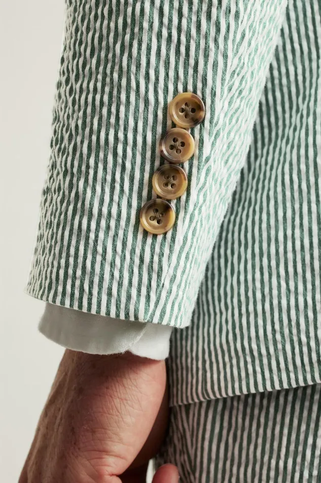 Men Blazers and Sport Coats Bonobos Jetsetter Italian Seersucker Blazer Olive And White Stripe