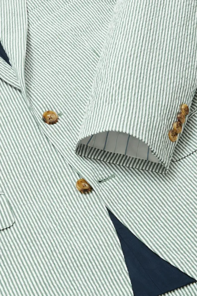 Men Blazers and Sport Coats Bonobos Jetsetter Italian Seersucker Blazer Olive And White Stripe