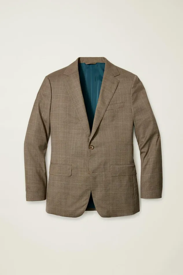 Men Blazers and Sport Coats Bonobos Jetsetter Italian Wool Blazer Brown Glen Plaid