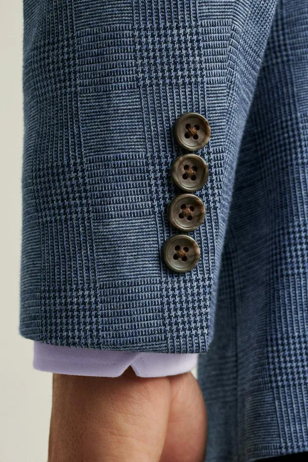 Men Blazers and Sport Coats Bonobos Jetsetter Knit Blazer Mid Blue Glenplaid