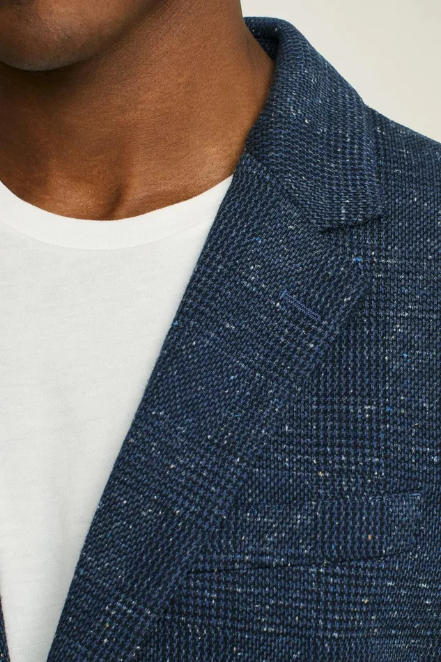 Men Blazers and Sport Coats Bonobos Jetsetter Knit Blazer Navy Donegal Glen Plaid