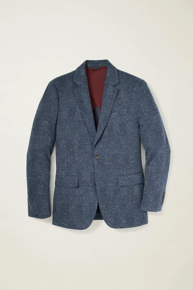 Men Blazers and Sport Coats Bonobos Jetsetter Knit Blazer Navy Donegal Glen Plaid