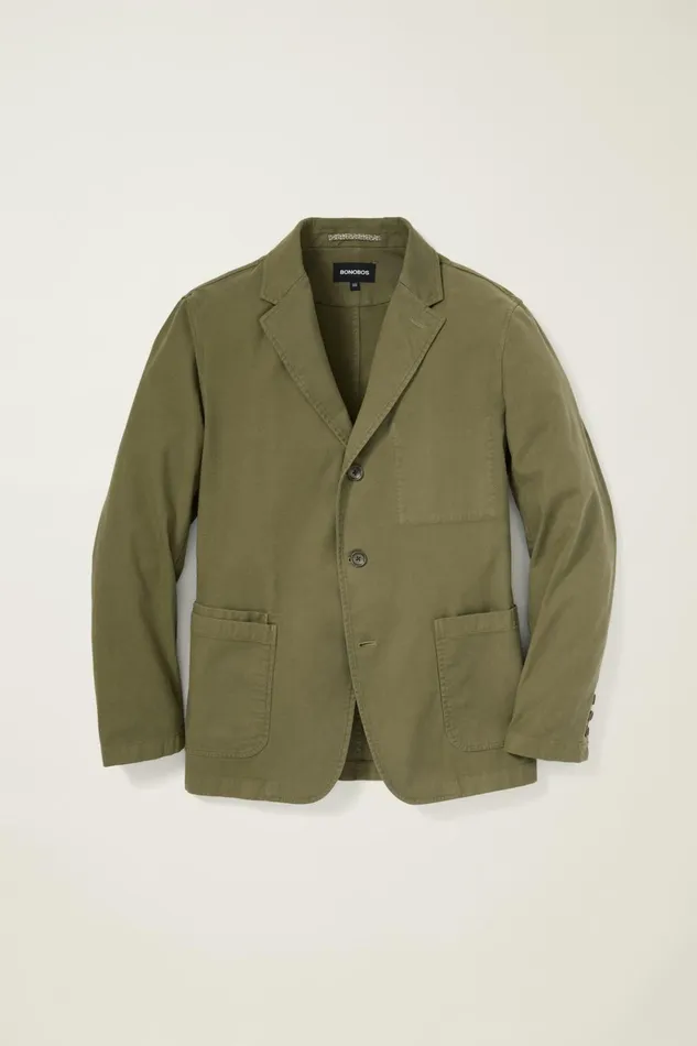 Men Blazers and Sport Coats Bonobos Jetsetter Washed Cotton Blazer Olive