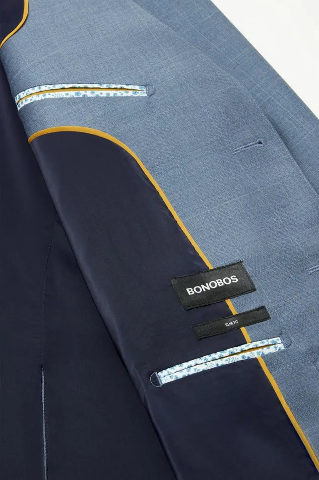 Men Blazers and Sport Coats Bonobos Jetsetter Wool Blazer Blue White Deco Check