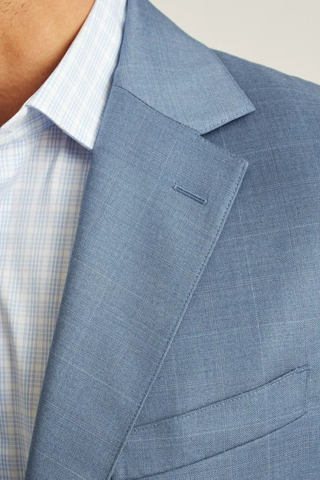 Men Blazers and Sport Coats Bonobos Jetsetter Wool Blazer Blue White Deco Check