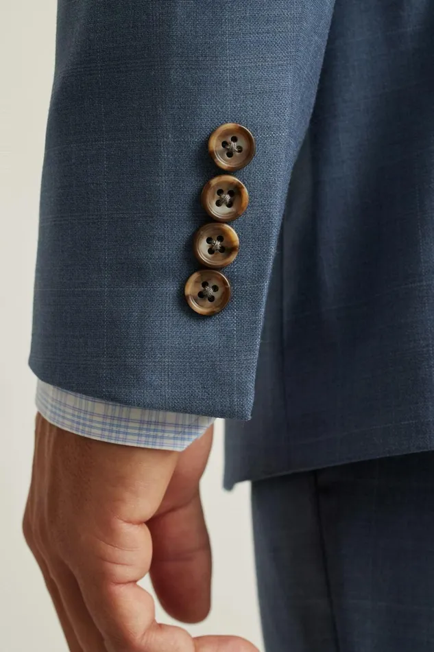Men Blazers and Sport Coats Bonobos Jetsetter Wool Blazer Blue White Deco Check