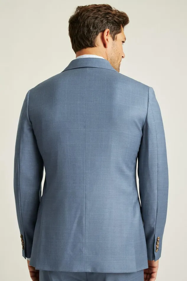 Men Blazers and Sport Coats Bonobos Jetsetter Wool Blazer Blue White Deco Check