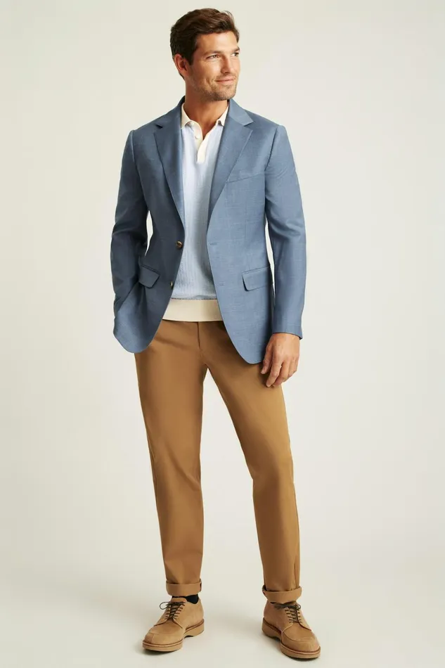 Men Blazers and Sport Coats Bonobos Jetsetter Wool Blazer Blue White Deco Check