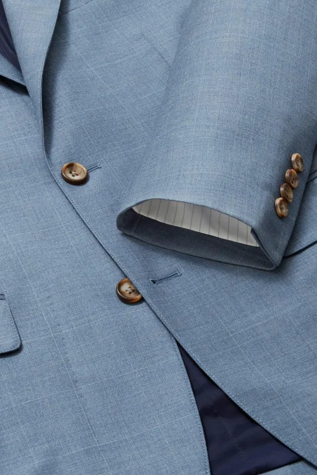 Men Blazers and Sport Coats Bonobos Jetsetter Wool Blazer Blue White Deco Check